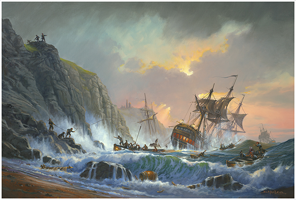Shipwreck In Hell Bay.  A maritime painting by Donald MacLeod