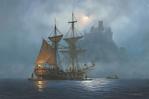 Cornish Smugglers.  A painting by Donald MacLeod