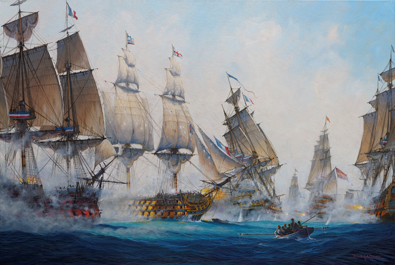 'Engaging the Enemy' - HMS Victory at Trafalgar 1805.