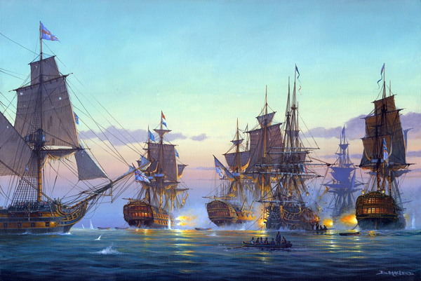 HMS Thesis Battle Of the Nile. Maritime Art By St Ives Artist Donald MacLeod