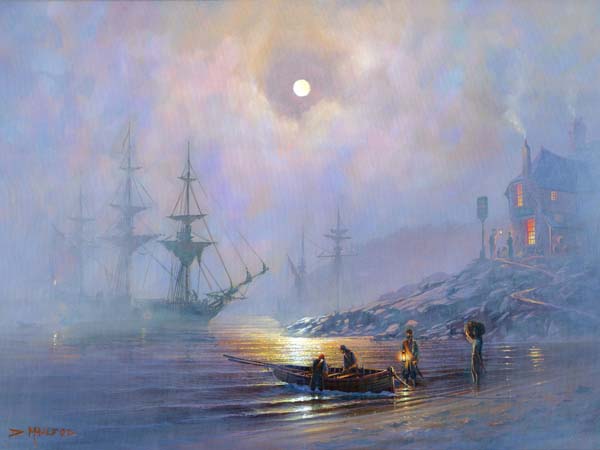 Mounts Bay Smugglers .  A painting by Donald MacLeod