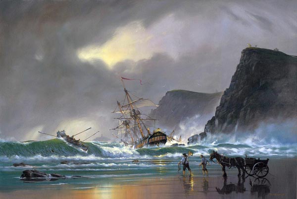 The Wreckers.  A maritime painting by Donald MacLeod
