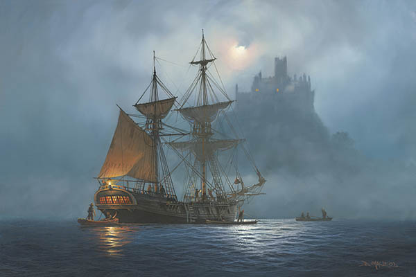 Mounts Bay Smugglers .  A painting by Donald MacLeod